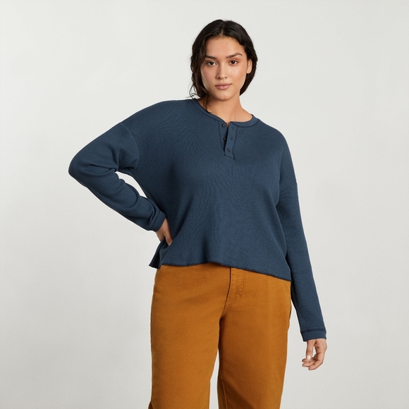 Everlane Waffle Henley Atlantic Small - Picture 1 of 6